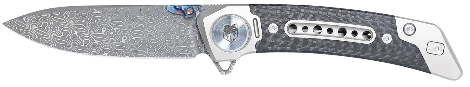 CobraTec Knives CTEMPDAMDNS Emperor 3" Folding Drop Point Plain Damascus VG-10 SS Blade, 4.25" Carbon Fiber/SS Titanium Handle