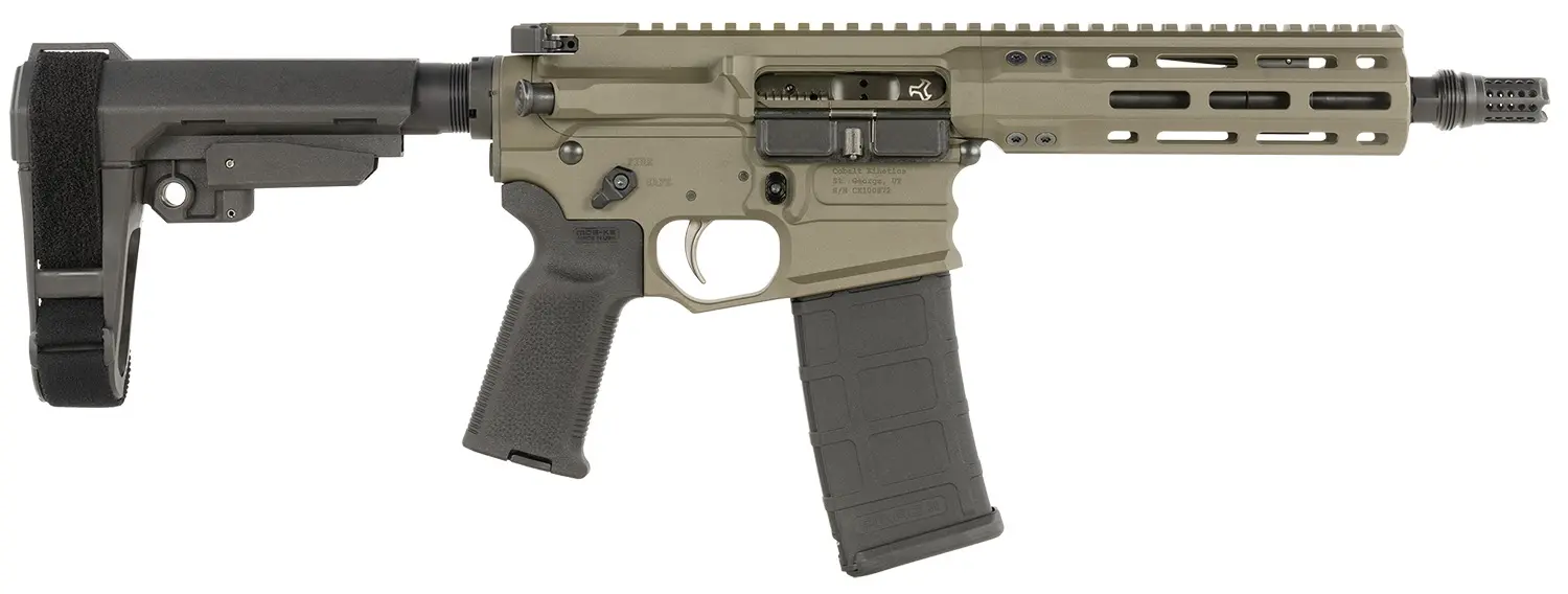Cobalt Kinetics CKPROLITE30075CKG Pro Lite 300 Blackout 30+1 7.50" Black Melonite Barrel, CK Green Aluminum Receiver w/Picatinny Rail, Black Polymer SB Tactical SBA3 Brace, Black Polymer Grip