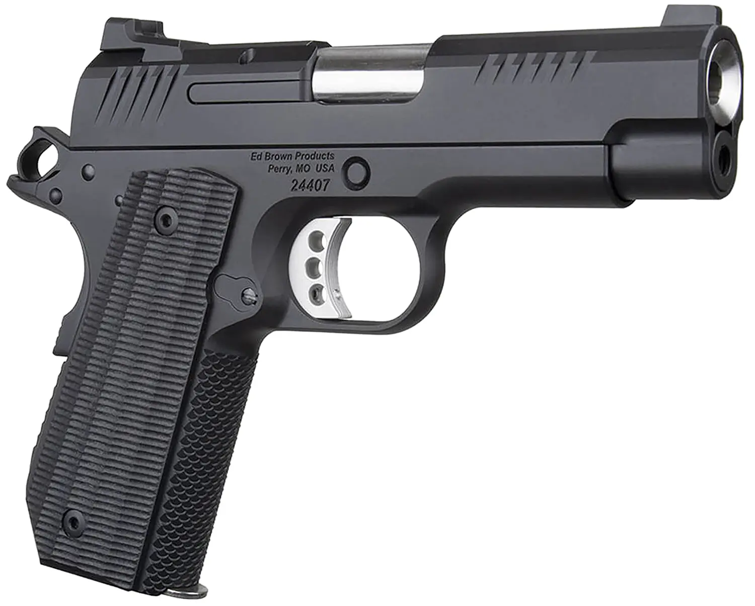 Ed Brown EVOKC9LW 1911 EVO KC Lightweight 9mm Luger 7+1 4" Stainless Bull Barrel, Black Gen4 Serrated Slide, Black Gen4 Carbon Steel Frame w/Beavertail, Black Grips