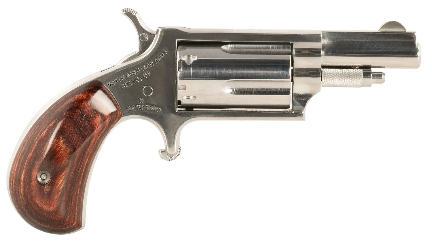North American Arms 22MDLX LDLX 22 Mag 5 Shot 1.13" Polished Stainless Steel, Rosewood Grip, Exposed Hammer