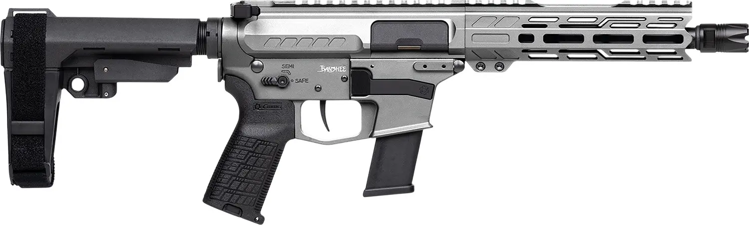 CMMG 45A890FTNG Banshee FE MkG 45 ACP 13+1 8" Black Nitride Threaded Barrel, M-LOK Handguard, Titanium Cerakote Aluminum Receiver w/Picatinny Rail, Black Polymer CMMG RipBrace, CMMG Zeroed Grip