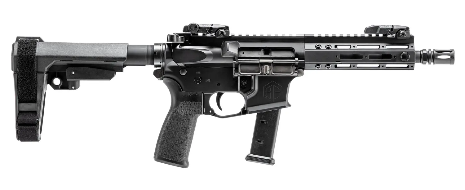 Alpha Foxtrot AA08X1HXX-XABK20 AFMG9 9mm Luger 20+1 7.50" Black QPQ Threaded Barrel, M-LOK Handguard, Black Anodized Aluminum Receiver w/Picatinny Rail, Black Polymer SB Tactical Brace, MFT Grip