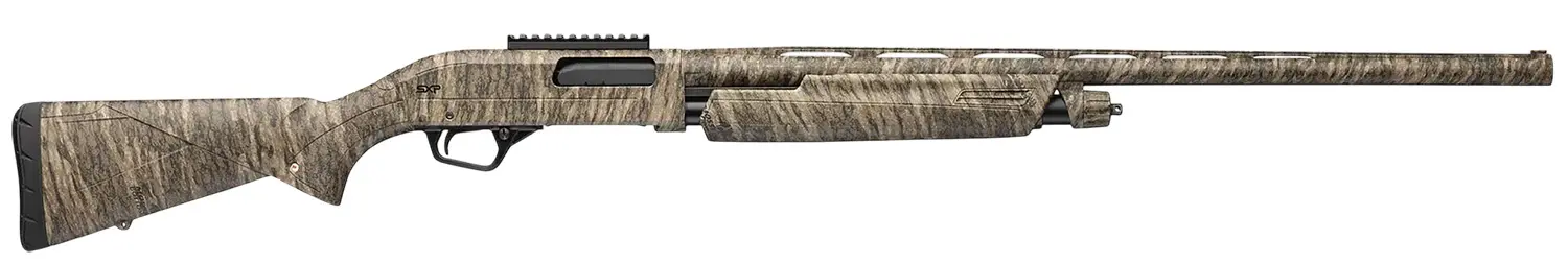 Rifle with camouflage finish and scope for hunting and shooting.