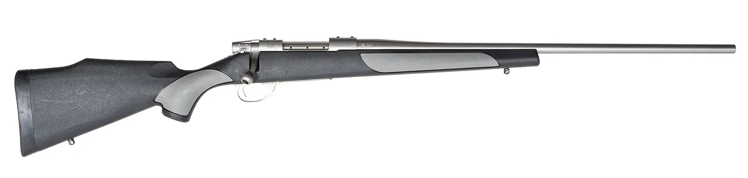 Weatherby Vanguard Weatherguard Full Size 25-06 Rem 5+1 24" Satin Threaded Barrel, Satin Stainless Steel Drilled & Tapped Receiver, Black/Gray Weatherguard Stock