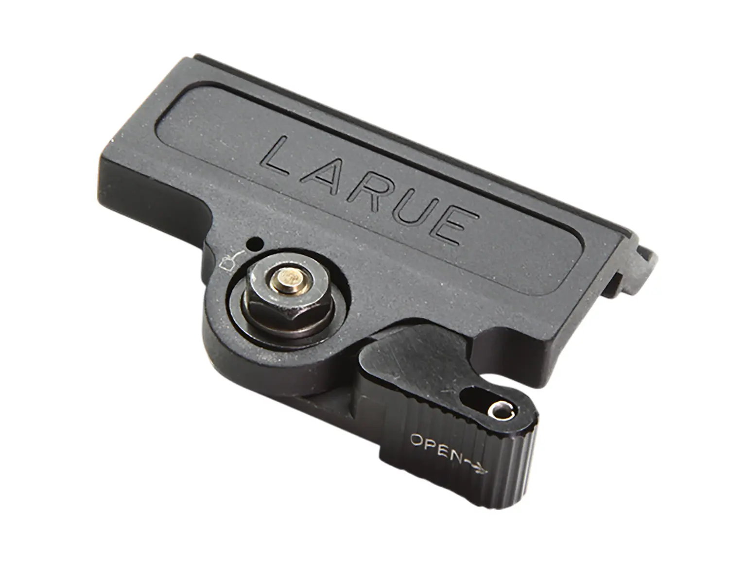 LaRue Tactical firearm mount with quick-release lever for secure attachment.