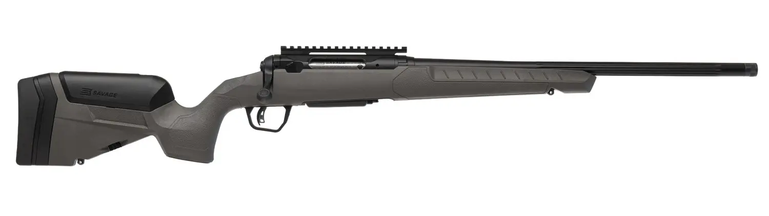 High-quality rifle with scope and synthetic stock for hunting and shooting sports.
