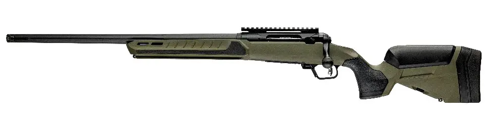 Rifle with scope and adjustable stock for accurate shooting.