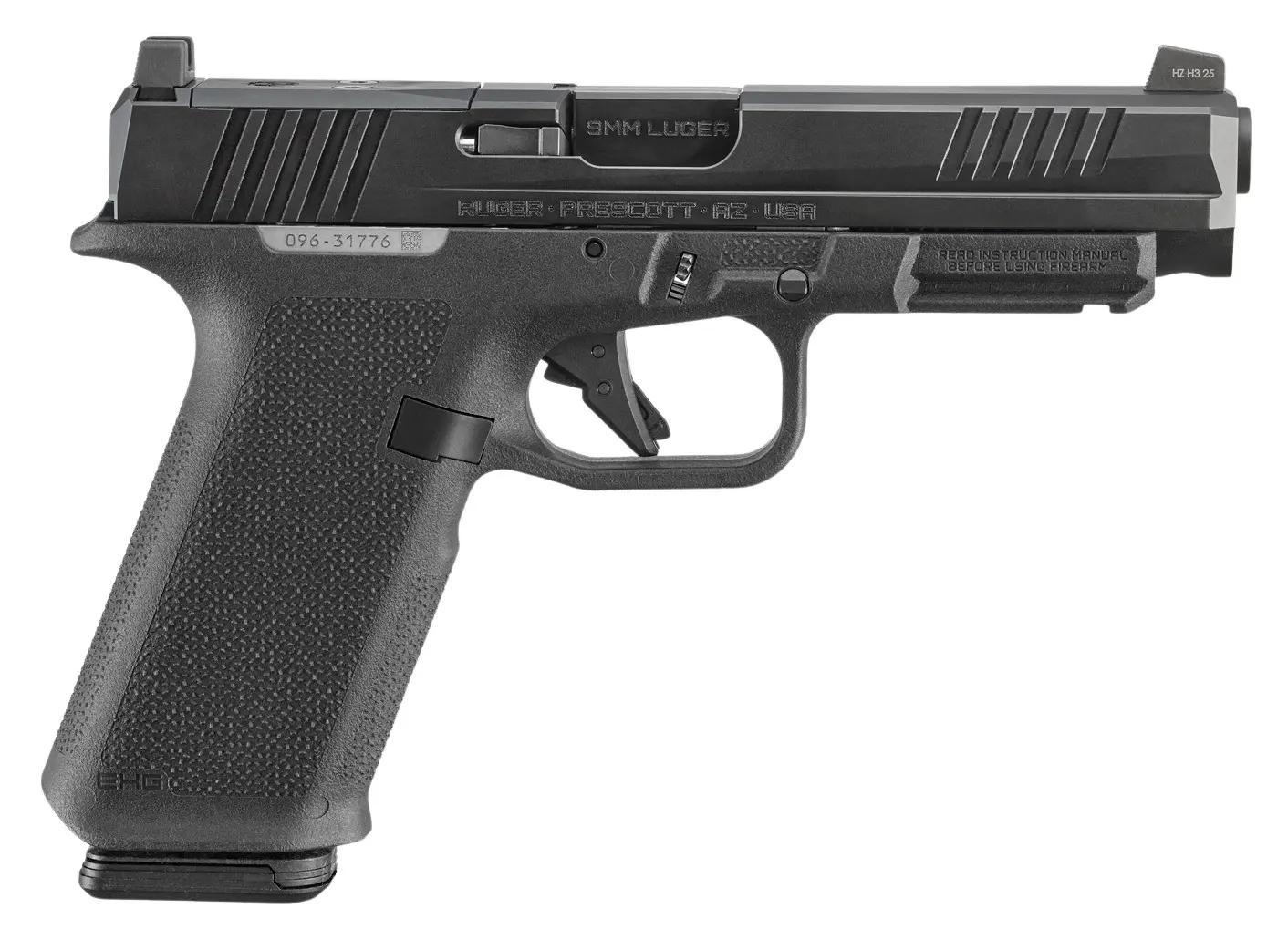 Ruger 19444 RXM 9mm Luger 17+1 4.50" Black FNC Nitride Alloy Steel Barrel & Optic Ready/Serrated Slide, Black Polymer Frame w/Accessory Rail, Textured Grip, RMR/RMSc/DeltaPoint Pro Footprint