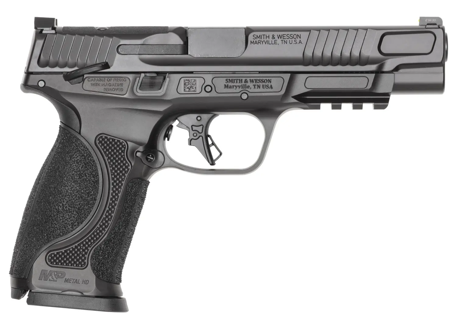 Smith & Wesson 14673 M&P M2.0 Metal 9mm Luger 10+1 5" Black Armornite Stainless Steel Barrel & Optic Ready/Serrated Slide, Black Armornite Stainless Steel Frame w/Picatinny Rail, Interchangeable Palms
