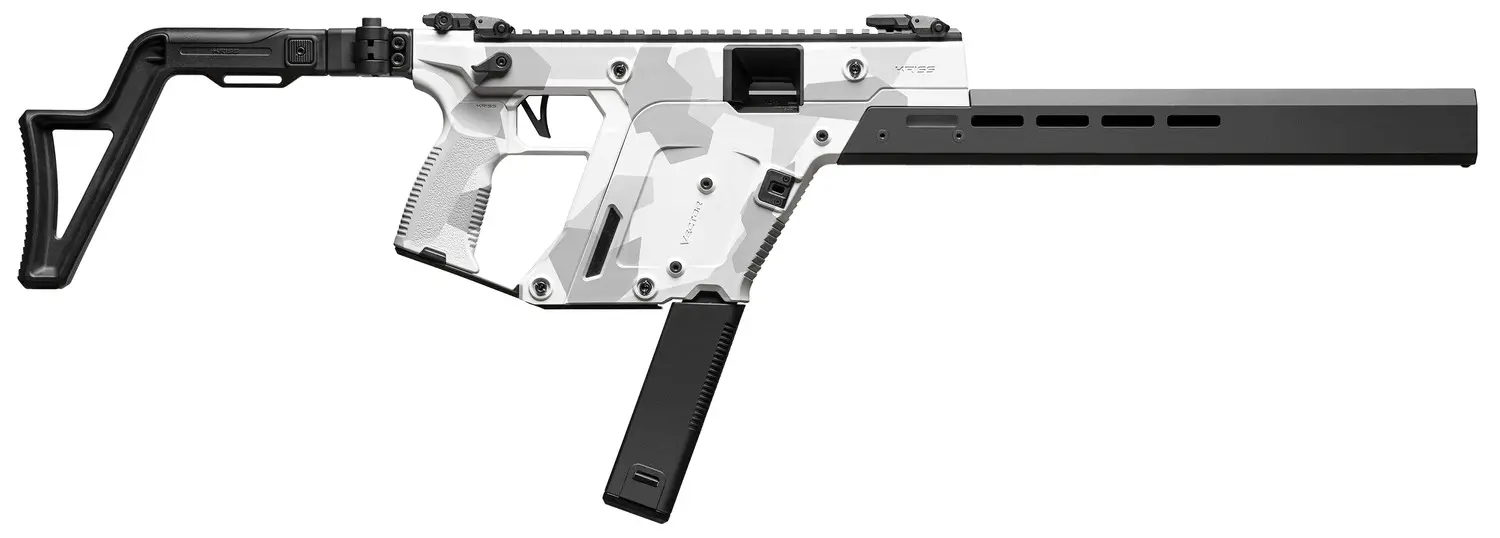 Kriss USA KV103CAD00 Vector CRB Gen3 10mm Auto 33+1 16" Black Nitride Threaded Barrel, Arctic Delta Cerakote Receiver w/Picatinny Rail, M-LOK Handguard, Adjustable Folding Black Stock, White Polymer G
