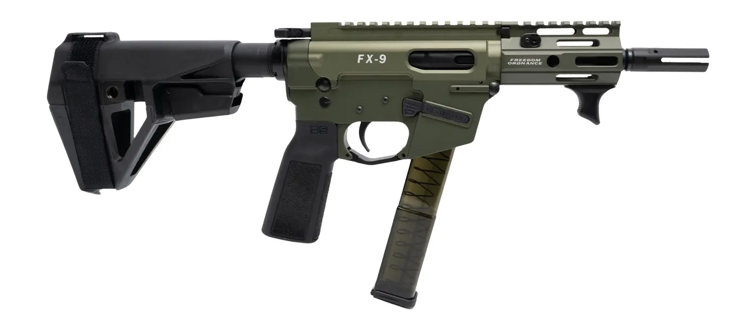 FX-9 submachine gun with tactical stock and magazine.