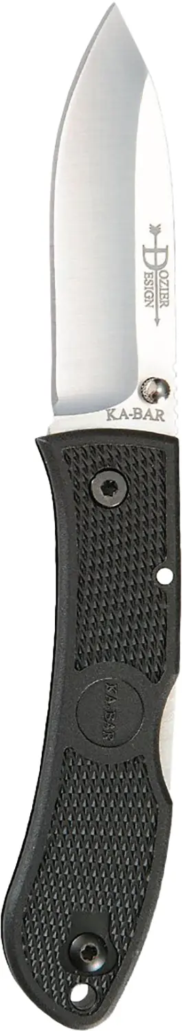 Ka-Bar 4062 Dozier Hunter 3" Folding Drop Point Plain AUS-8A SS Blade, Black Zytel Handle, Includes Pocket Clip