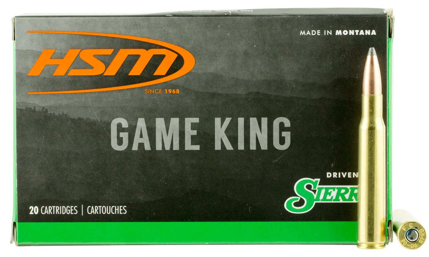 HSM 300641N Game King 30-06 Springfield 180 gr Sierra GameKing Spitzer Boat Tail 20 Per Box/ 20 Case