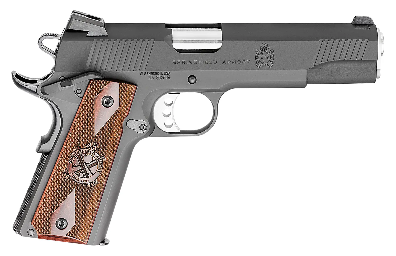 Springfield Armory PX9109LCA 1911 Loaded *CA Compliant 45 ACP 7+1, 5" Stainless Match Grade Barrel, Black Parkerized Serrated Carbon Steel Slide & Frame w/Beavertail, Crossed Cannon Cocobolo Grip