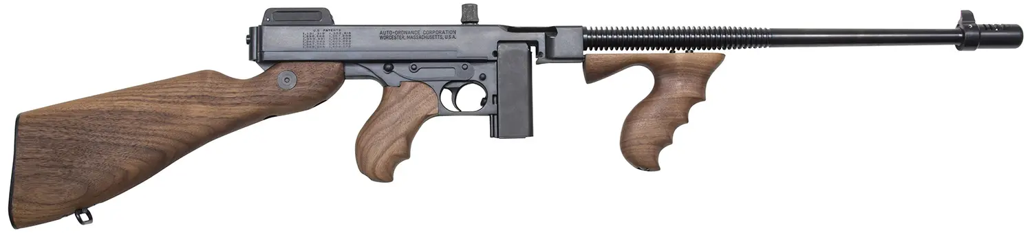 Thompson T110S 1927A-1 Deluxe 45 ACP Caliber with 16.50" Barrel, 10+1 Capacity (Stick), Blued Metal Finish, American Walnut Stock Wood Grip Right Hand