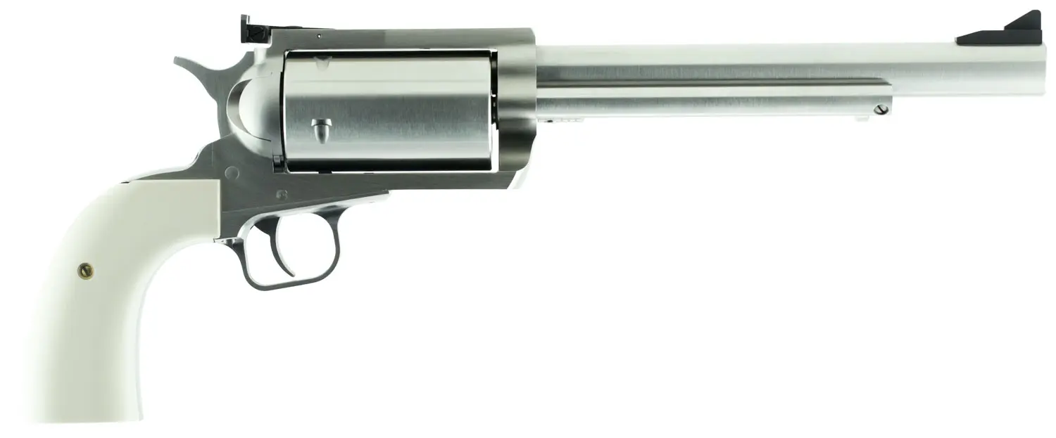 Magnum Research BFR45707B BFR Long Cylinder Extra Large 45-70 Gov 5 Shot 7.50" Brushed Stainless Steel Barrel, Cylinder & Frame, Bisley White Laminate Grip, Exposed Hammer