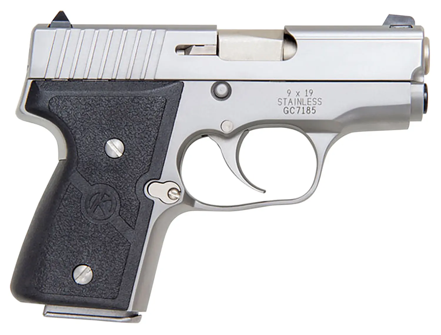 Kahr Arms M9093A MK *CA Compliant 9mm Luger Caliber with 3" Barrel, 6+1 or 7+1 Capacity, Overall Matte Stainless Steel Finish, Serrated Slide & Textured Wraparound Black Nylon Grip
