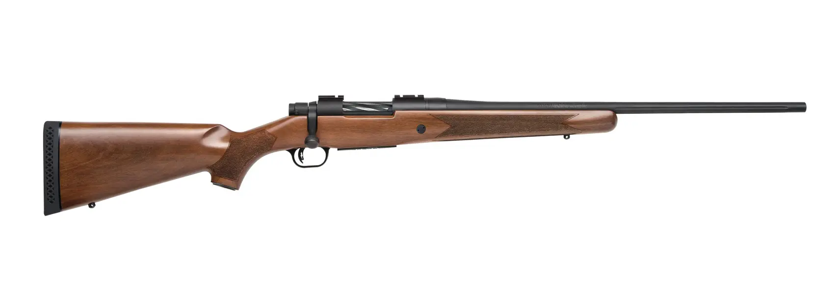 Rifle with wooden stock and long barrel, ideal for hunting and shooting sports.