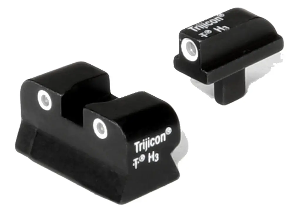 Trijicon H3 Tritium night sight for firearms, low-light visibility accessory.
