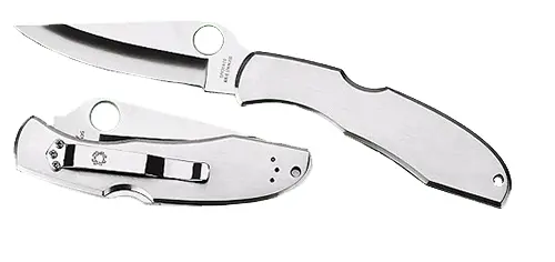 Spyderco C10S Endura 4 3.85" Folding Clip Point Part Serrated VG-10 SS Blade Satin Stainless Steel Handle Includes Pocket Clip