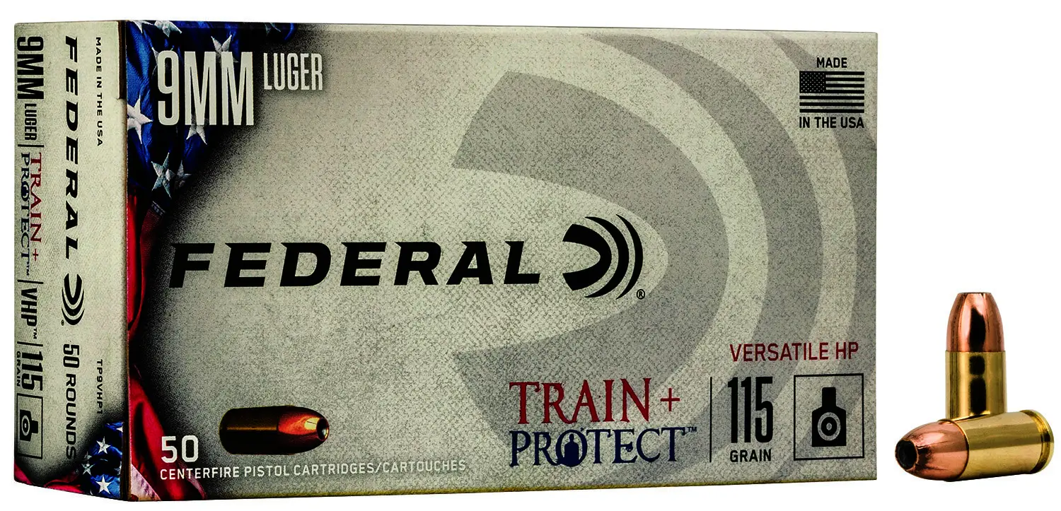Federal TP9VHP1 Train + Protect 9mmLuger 115gr Versatile Hollow Point 50 Per Box/10 Case