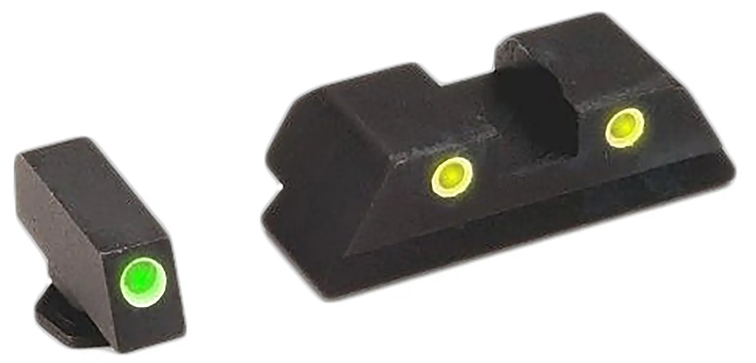 AmeriGlo GL121 Classic Tritium Sight Set for Glock Green Tritium White Outline Front Sight-Yellow Tritium White Outline Rear Sight