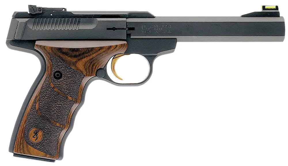 Browning 051428490 Buck Mark Plus UDX *CA Compliant 22 LR 10+1 5.50" Matte Black Slab Side Barrel, Matte Black Serrated Slide & Aluminum Frame, Finger Groove Laminate Grip