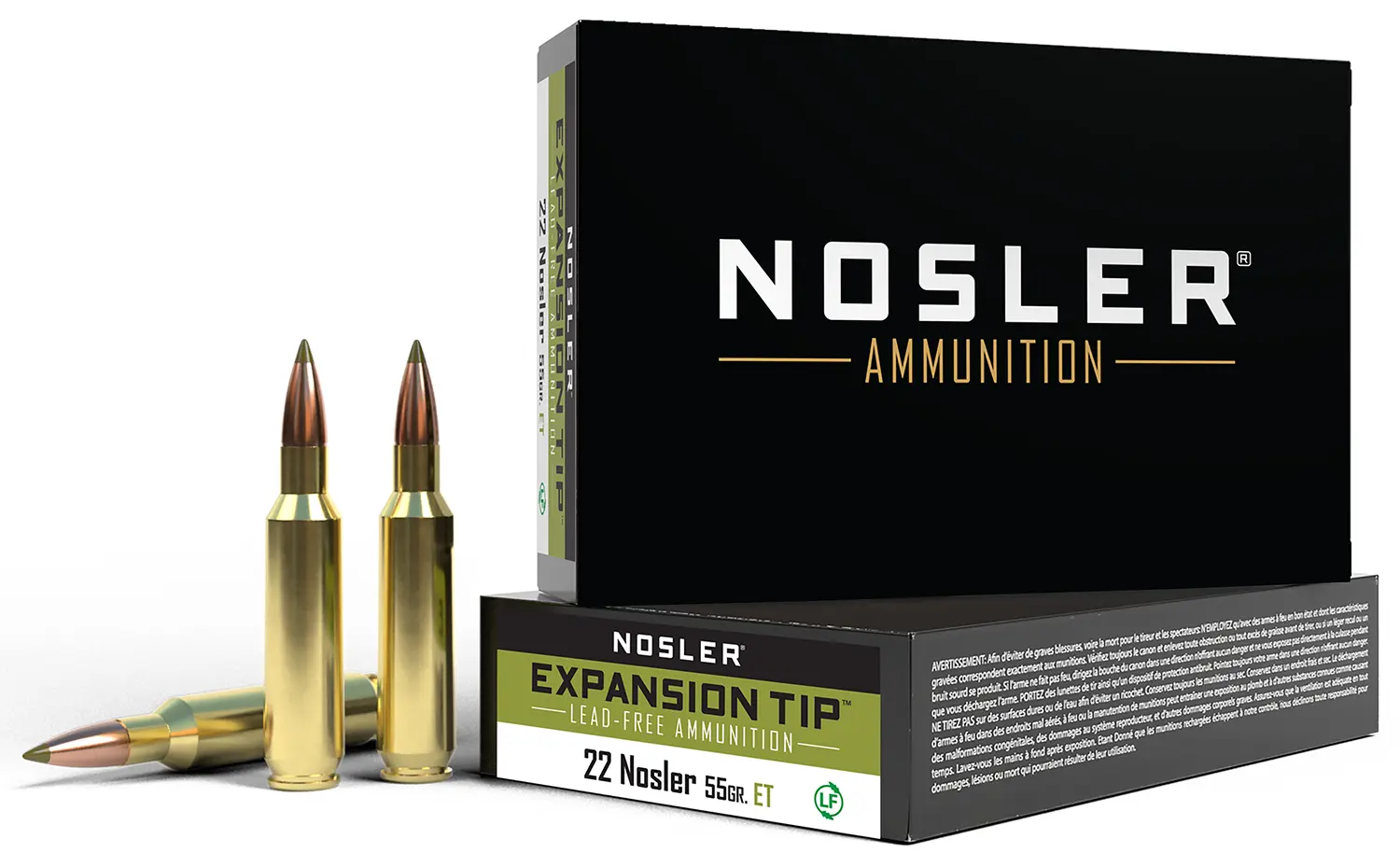 Nosler 40140 E-Tip Lead Free 22Nosler 55gr E Tip Lead Free 20 Per Box/10 Case