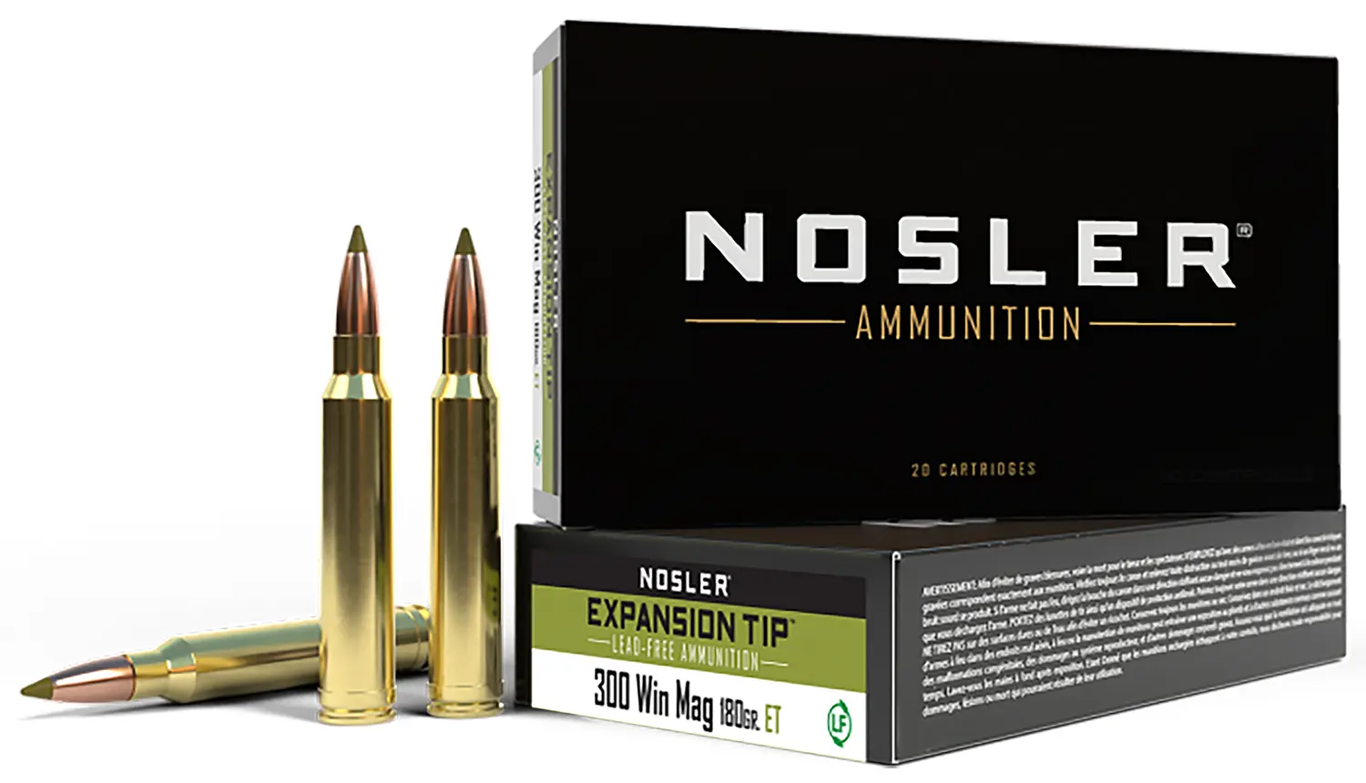 Nosler 40038 E-Tip 300WinMag 180gr E Tip Lead Free 20 Per Box/10 Case