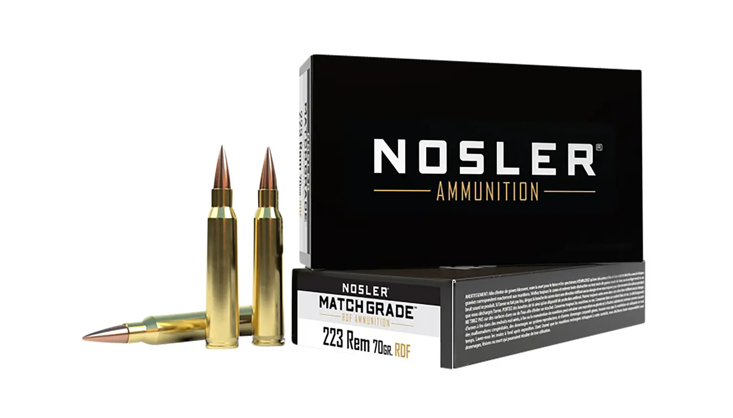 Nosler 60130 Match Grade RDF 223Rem 70gr RDF Hollow Point Boat Tail 20 Per Box/40 Case