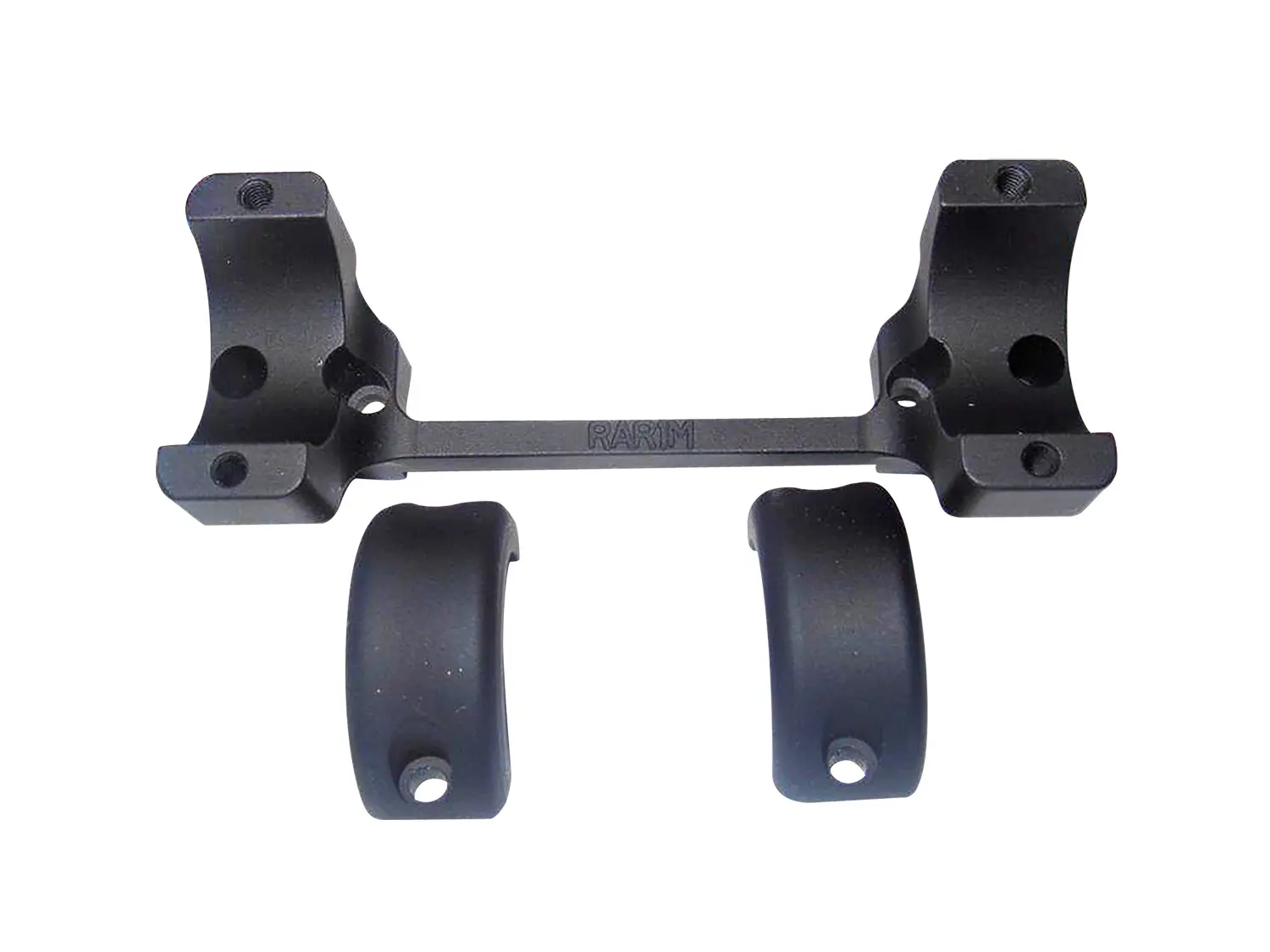 Scope mount with two rings for firearm attachment.