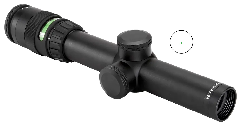 Trijicon 200057 AccuPoint Black Hardcoat Anodized 1-4x 24mm 30mm Tube Illuminated Green Triangle Post Reticle