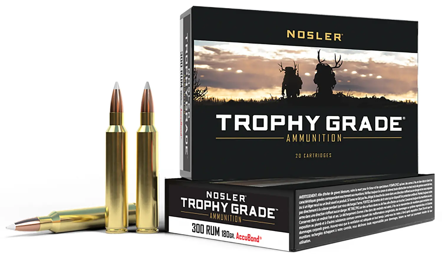 Nosler 60065 Trophy Grade 300RUM 180gr Nosler AccuBond 20 Per Box/10 Case