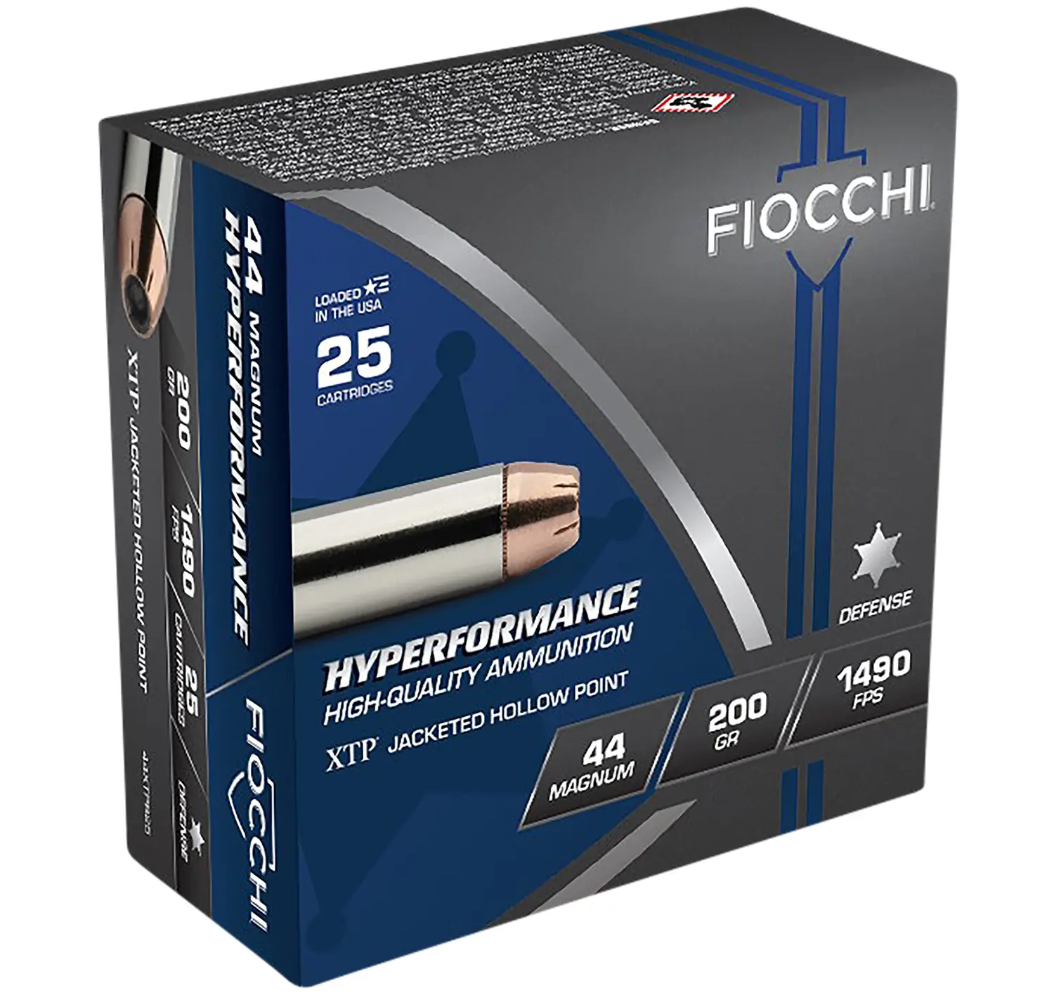 Fiocchi 44XTPB25 Hyperformance 44RemMag 200gr Hornady XTP Hollow Point 25 Per Box/20 Case