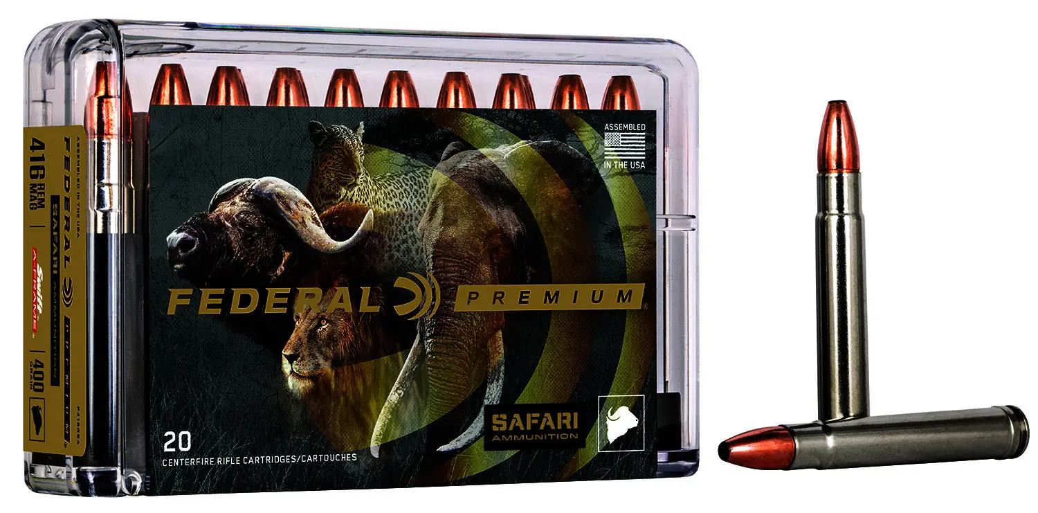 Federal P416RSA Premium Safari Cape-Shok 416RemMag 400gr Swift A Frame 20 Per Box/10 Case