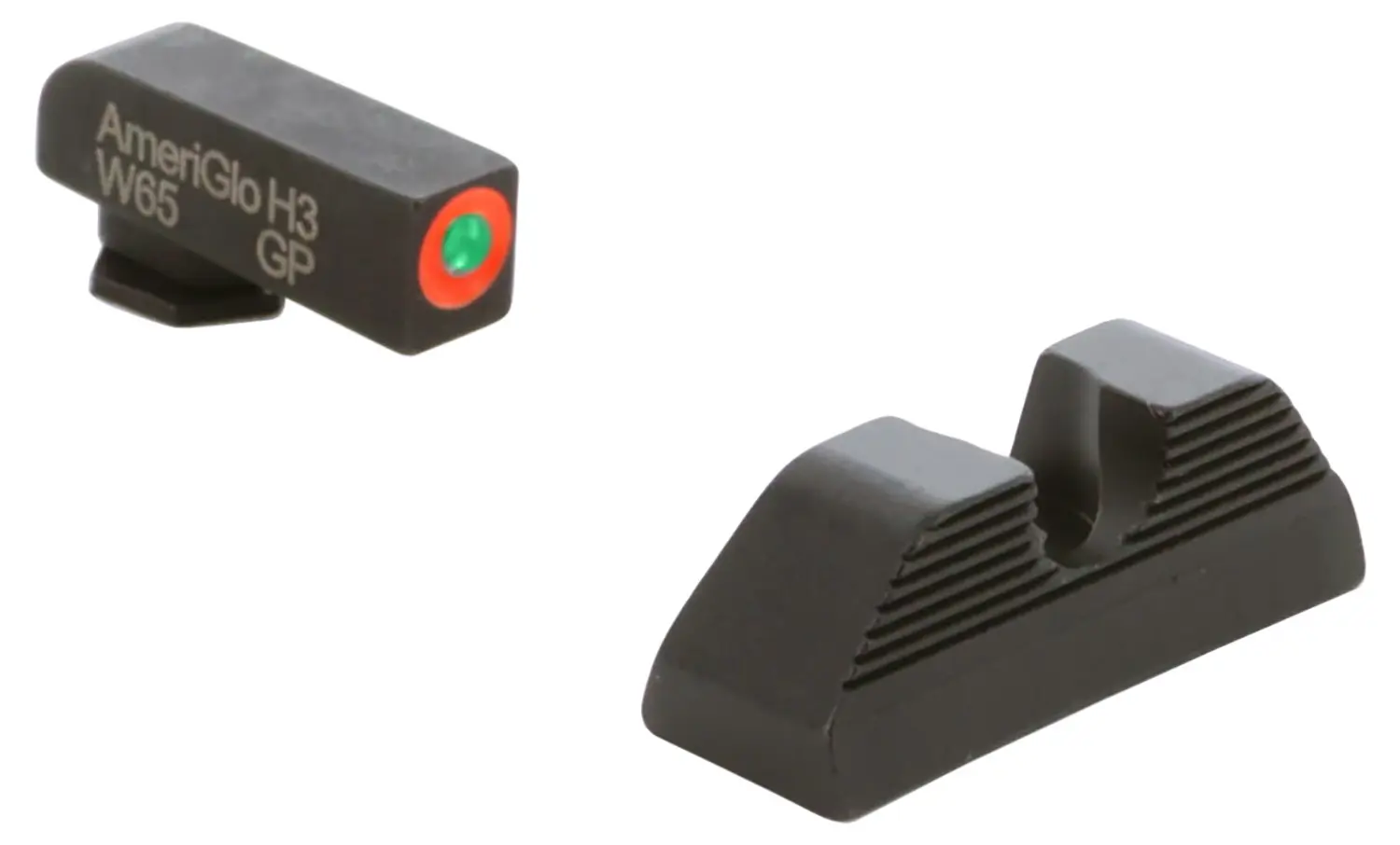 AmeriGlo GL351 Protector Sight Set for Glock Green Tritium Orange Outline Front Sight-Black Serrated Rear Sight
