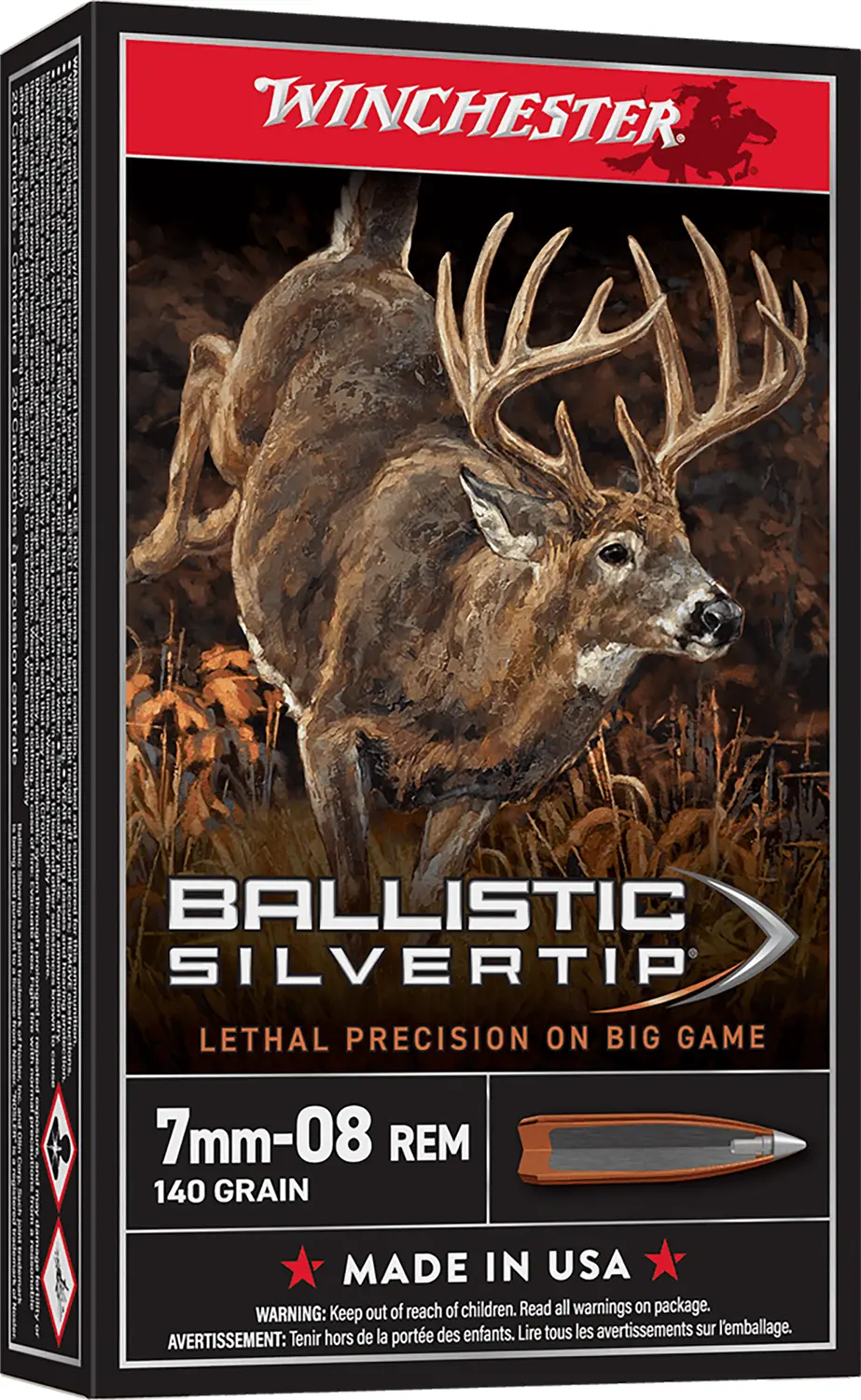 Winchester Ammo SBST708 Ballistic Silvertip 7mm-08Rem 140gr Rapid Controlled Expansion Polymer Tip 20 Per Box/10 Case