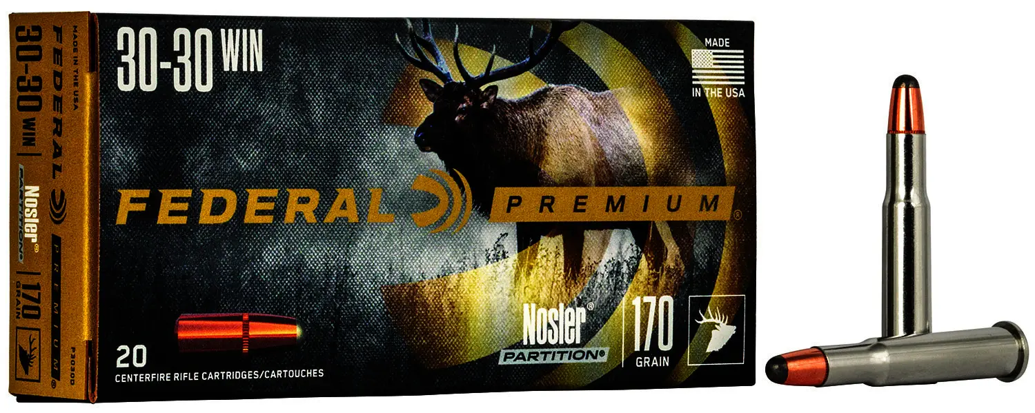 Federal P3030D Premium 30-30Win 170gr Nosler Partition 20 Per Box/10 Case