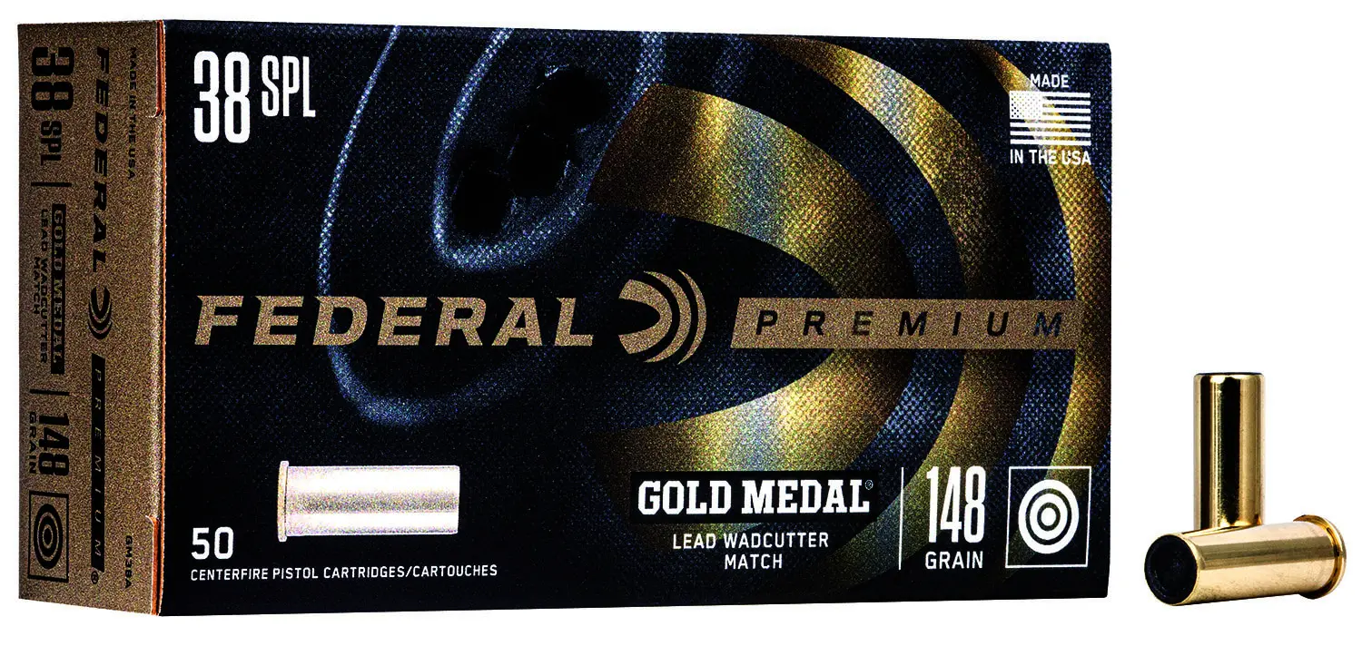Federal GM38A Premium Gold Medal 38Special 148gr Lead Wadcutter 50 Per Box/20 Case