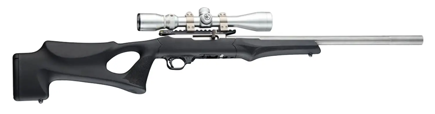 Rifle with scope for hunting and shooting sports.