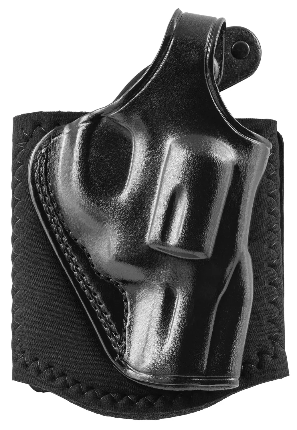 Concealed carry holster securely holding a handgun inside a waistband.