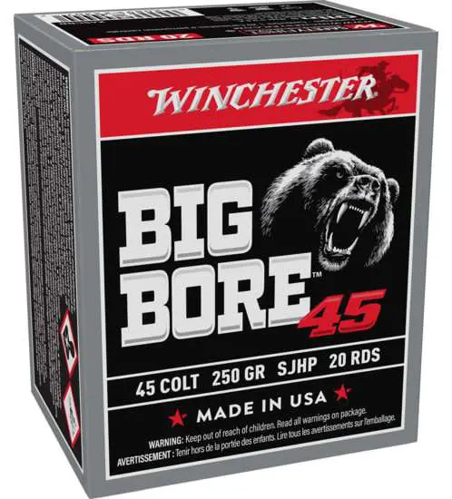 WINCHESTER BIG BORE 45COLT 250G JSP 20RD BX 200RD CS