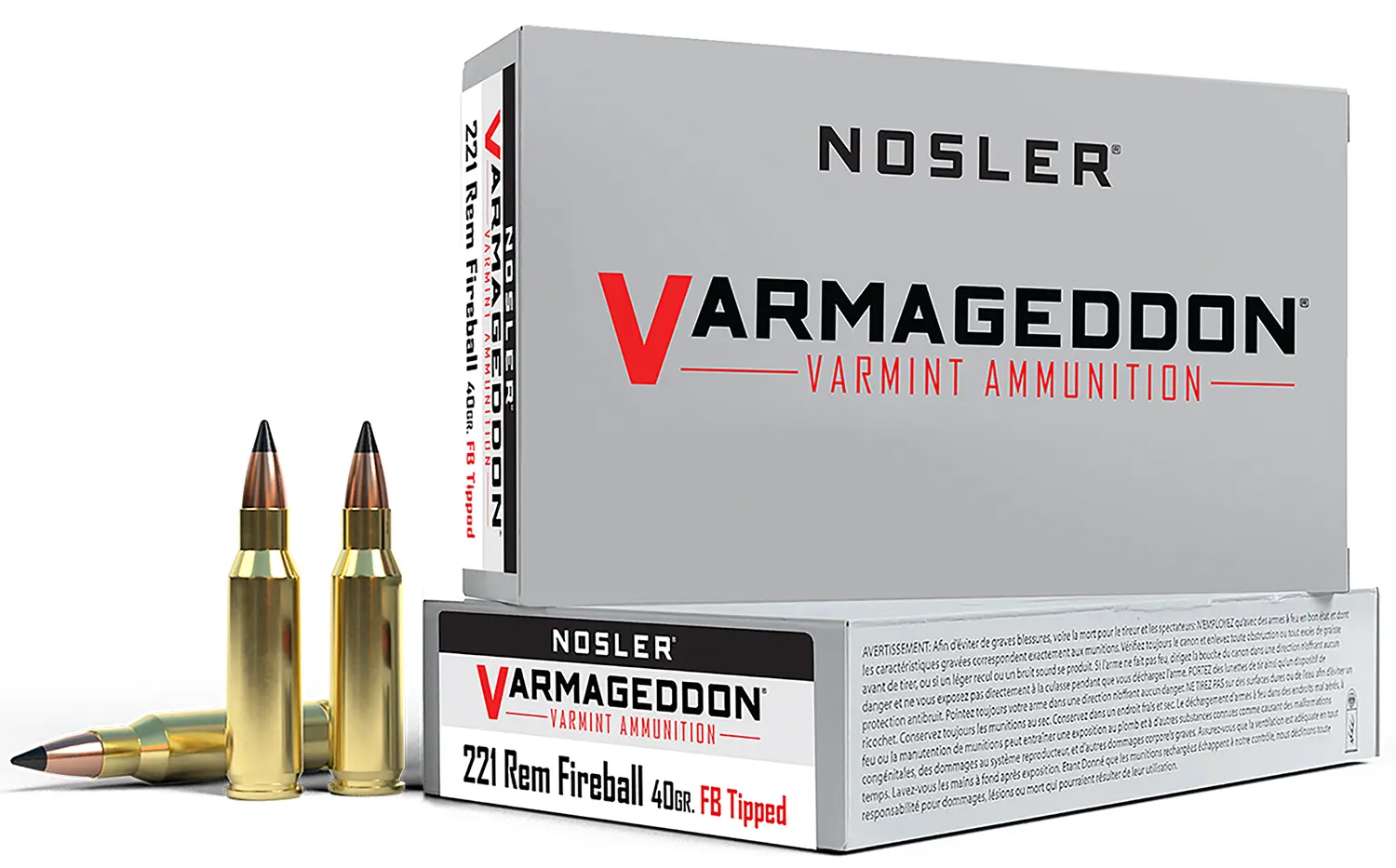 Nosler 65125 Varmageddon 221RemFireball 40gr Flat Base Tipped 20 Per Box/20 Case
