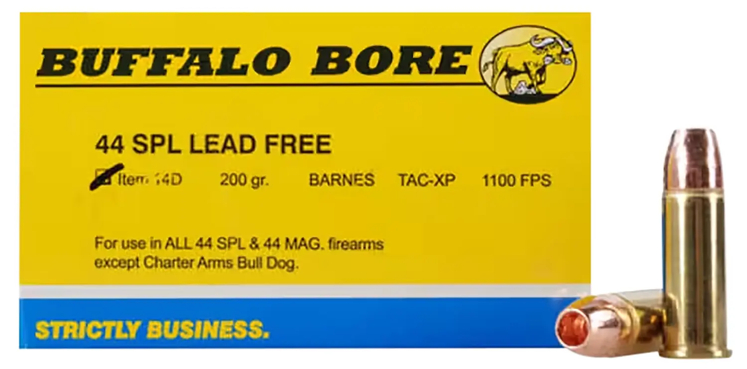 Buffalo Bore Ammunition 14D20 Buffalo-Barnes Strictly Business 44S&W Spl 200gr Barnes TAC-XP Lead Free 20 Per Box/12 Case