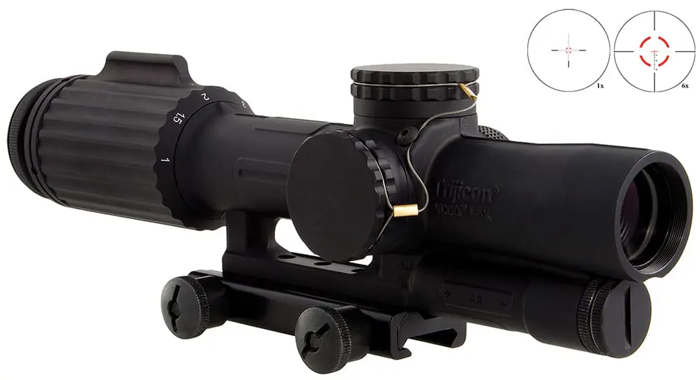 Trijicon 1600001 VCOG Black Hardcoat Anodized 1-6x 24mm LED Red Segmented Circle w/Crosshair 223 77gr Reticle