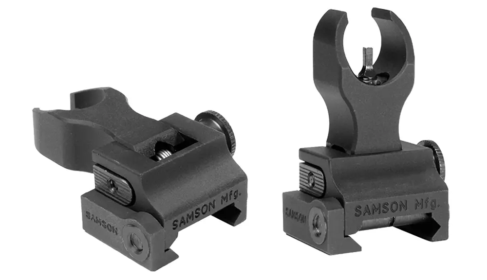Two firearm mounting accessories with adjustable features.