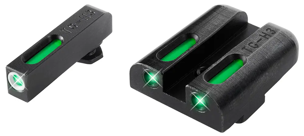 TruGlo TG13GL1A TFX Low Green/White Outline Fiber Optic/Tritium Front/Green Fiber Optic/Tritium Rear/Black Nitride Fortress Frame, Compatible w/Most Glock Except MOS, Front Post/Rear Dovetail Mount