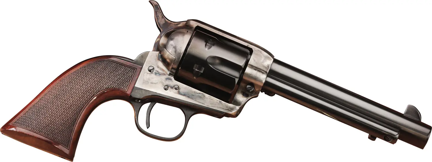 Taylors & Company 556202DE Short Stroke Smoke Wagon 45 Colt (LC) 6rd 5.50" Blued Cylinder & Barrel Color Case Hardened Steel Frame Checkered Walnut Navy Size Grip (Taylor Tuned)
