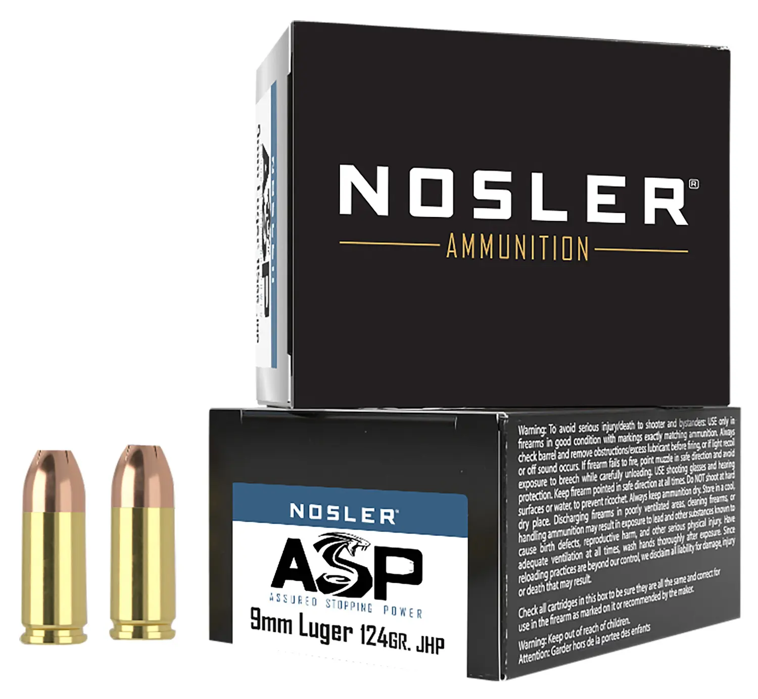 Nosler 51286 Assured Stopping Power Handgun 9mmLuger 124gr Jacketed Hollow Point 20 Per Box/20 Case