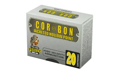 Cor-Bon high velocity hollow point ammunition for reliable performance.